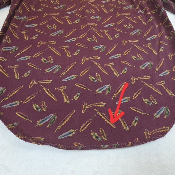 Vintage Banana Republic Safari Button Up Mens L Long Sleeve Feathers Burgundy - Picture 10 of 10